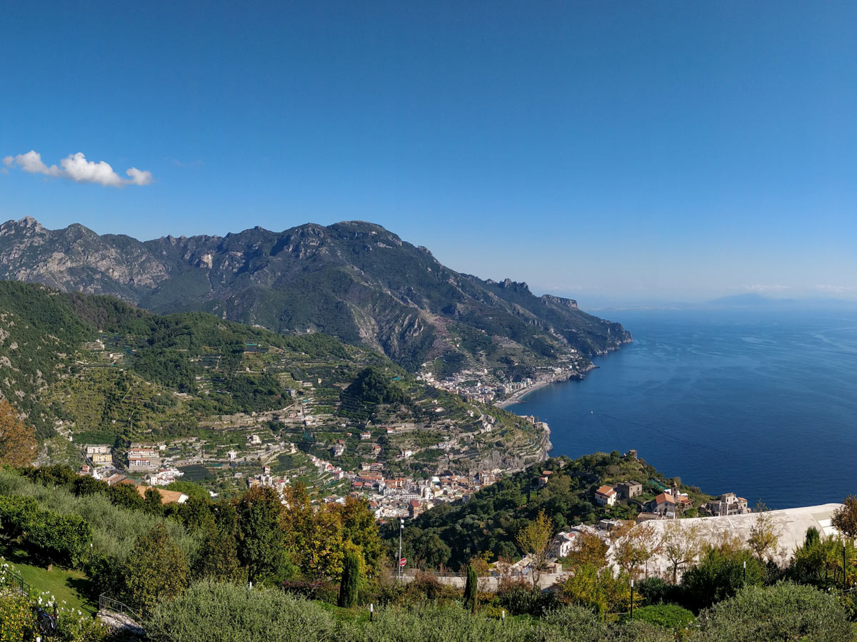 Panoramic view from the guided coastal walk in Amalfi Italy