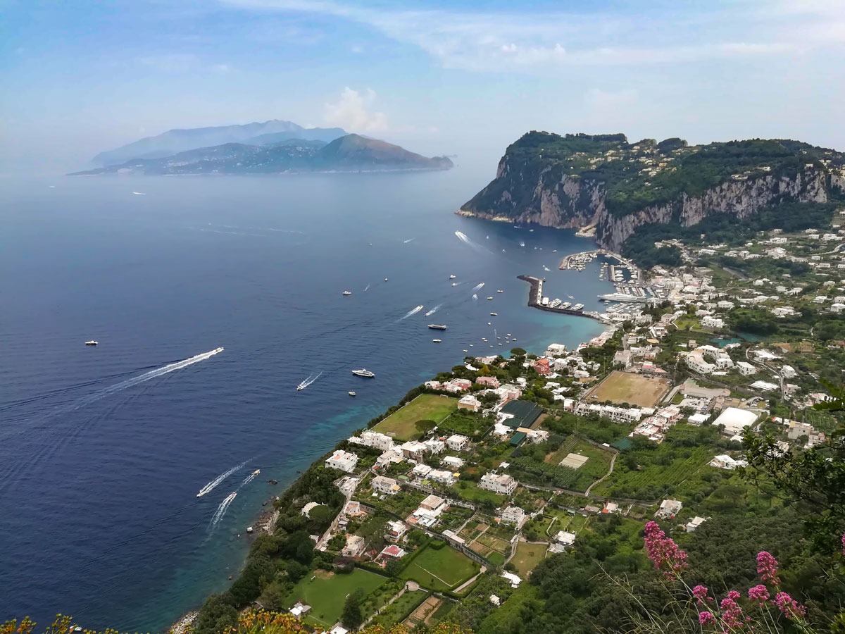 Looking down at Mediterranean Coast of Capri Island