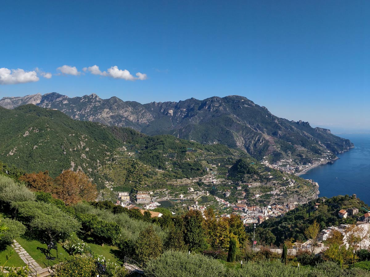 Panoramic view from Path of the Gods walk near Naples