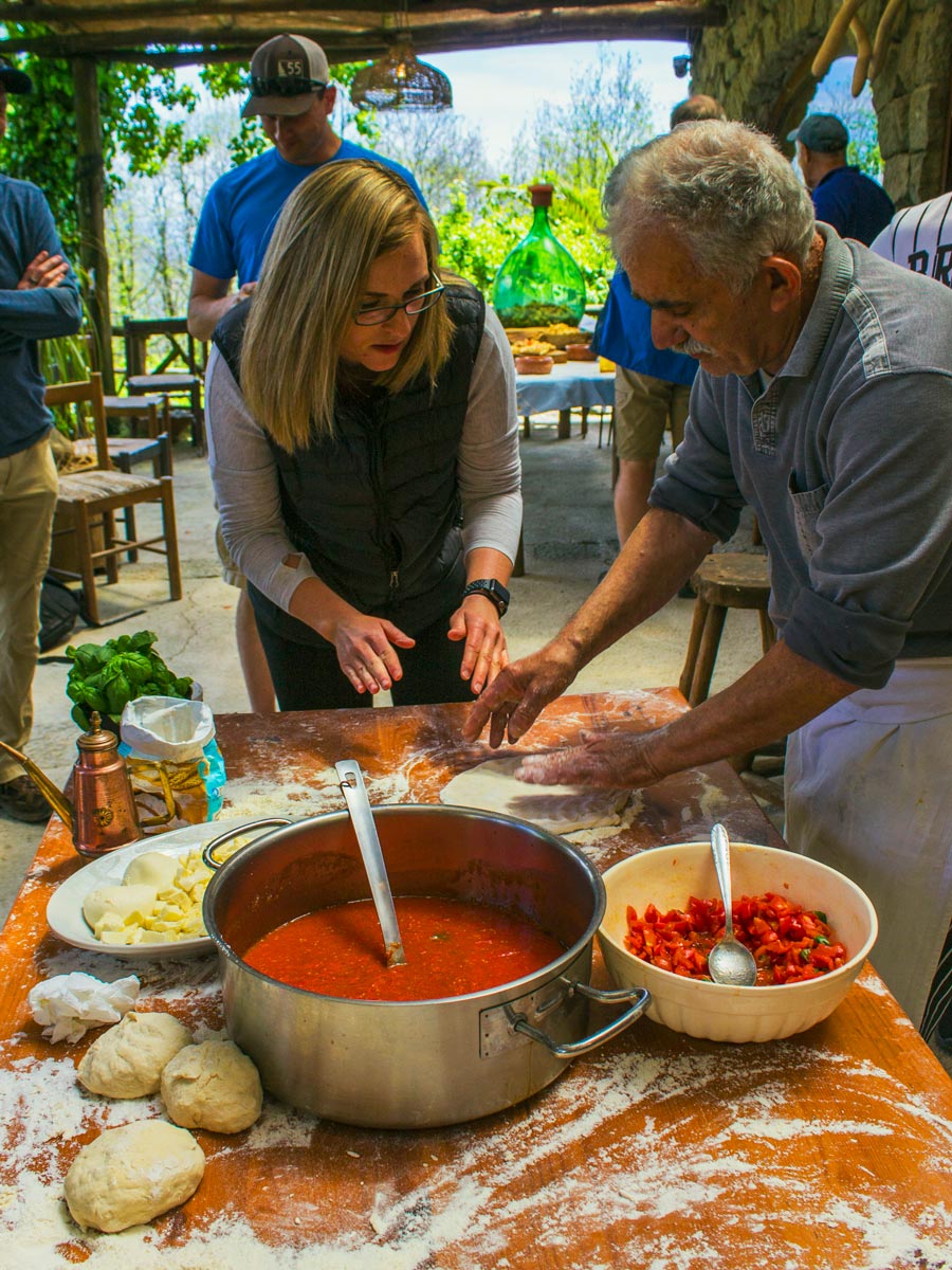 Pizza making lesson is a very rewarding experience while on Campania Peaks and Coast walking tour