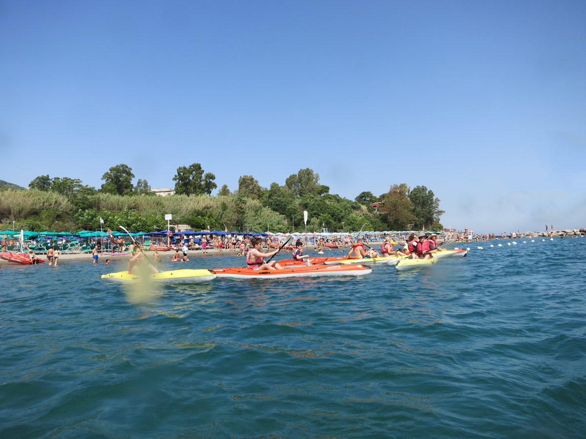 Kayaking in an open sea along the Naples coast