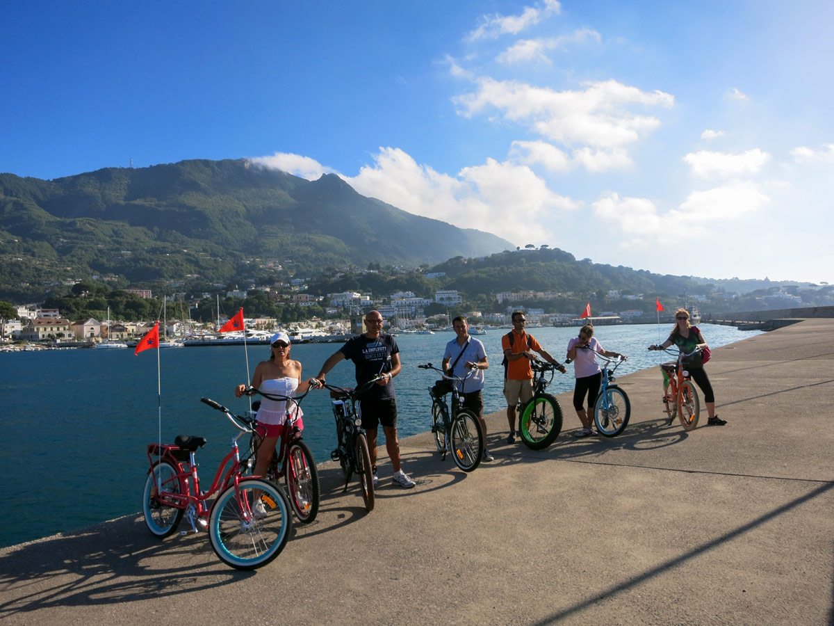 Group of bikers on Ischia E Bike ride on Ischia and Capri Walking Tour