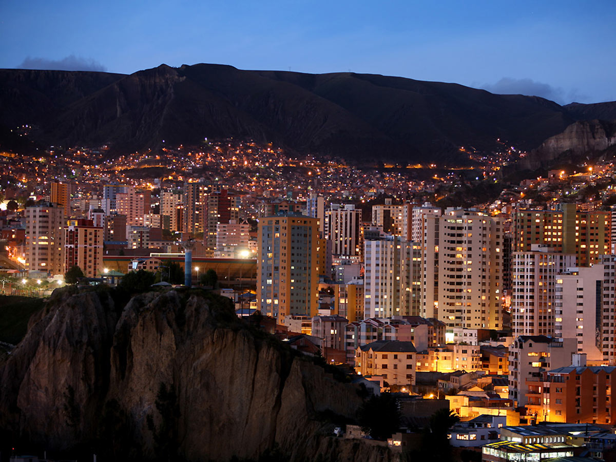 Night views of La Paz City visited on Bolivia Adventure Tour