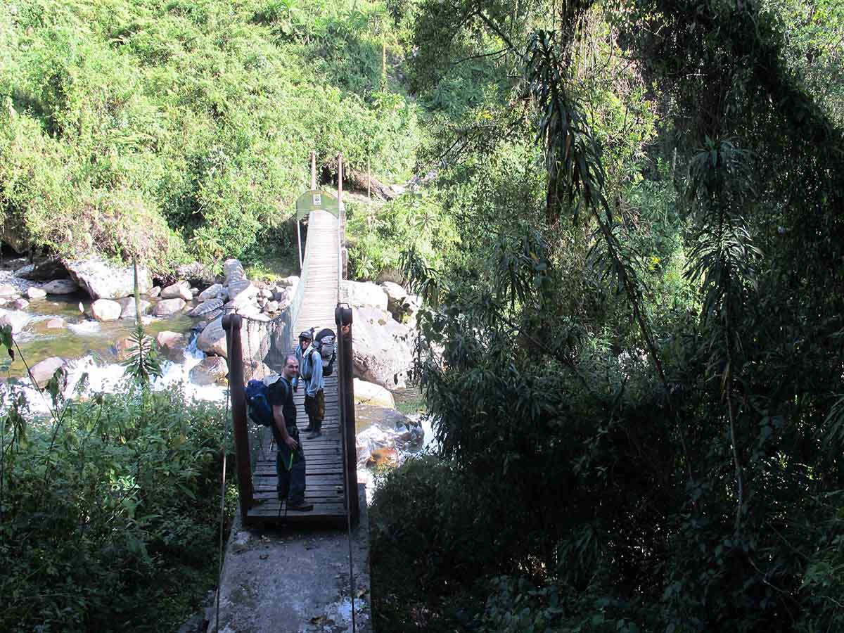 Bridge over the river to Rwenzori