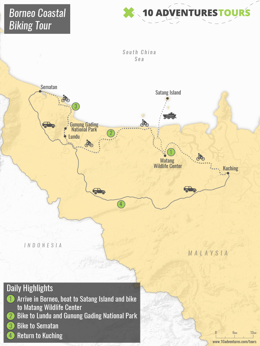 Map of Borneo Coastal Biking Tour (Malaysia)