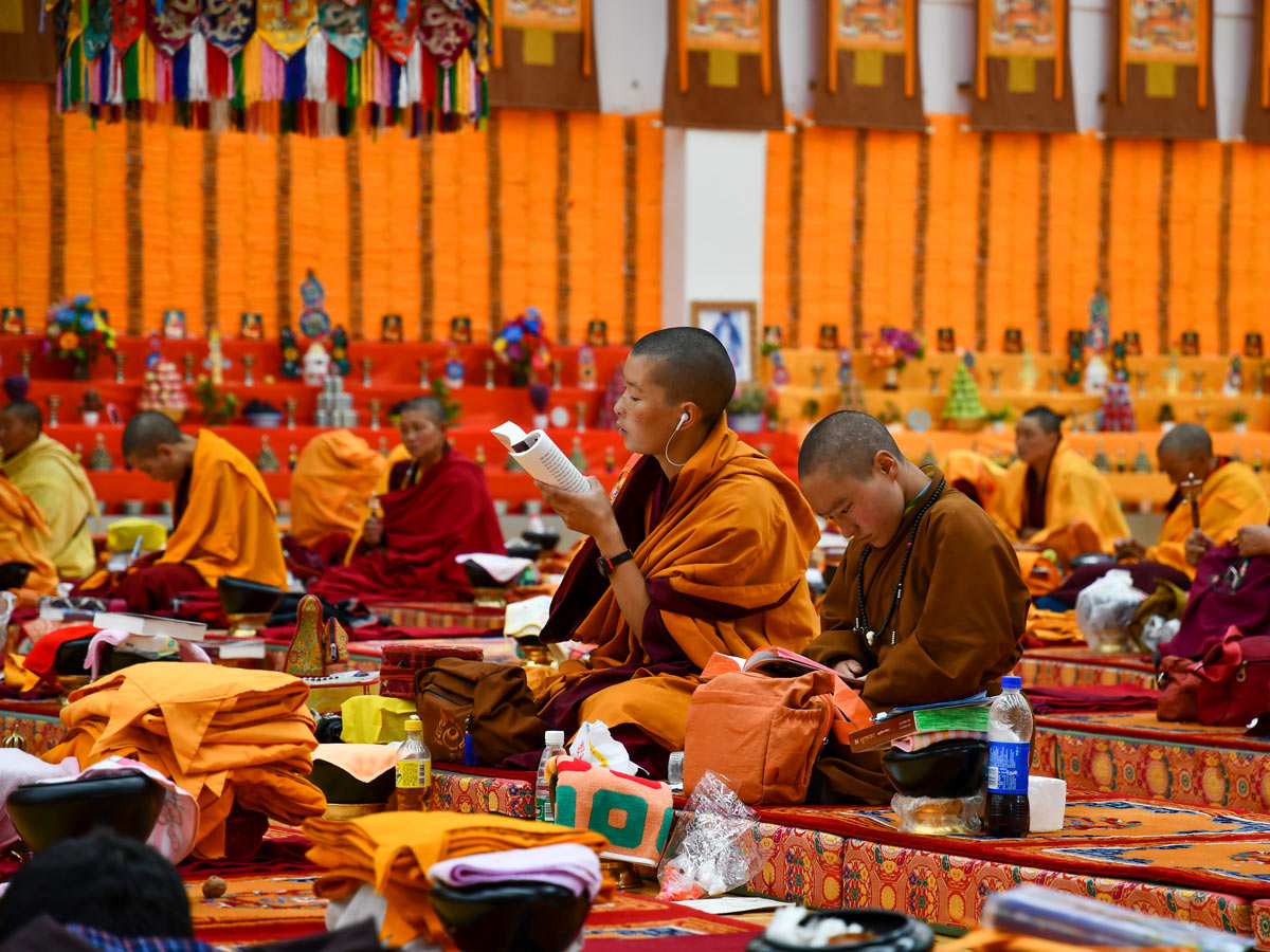 Young Monks learning at Tagong Nonnenkloster along trekking tour in China
