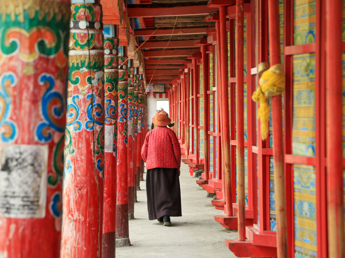 Prayer Wheels of Tagong Monastery seen while trekking in China