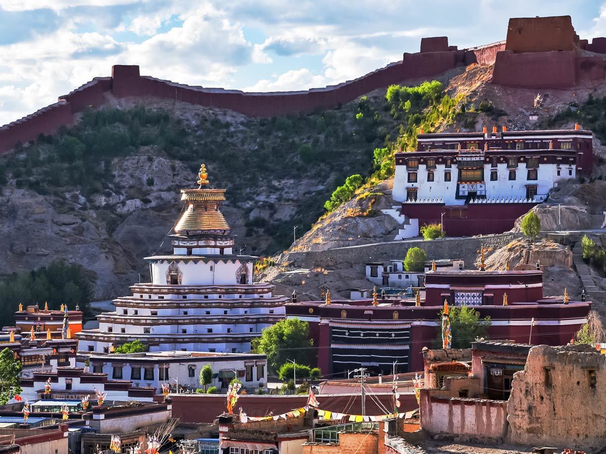 Hillside Palkhor Monastery seen along Great Bike tour in Central Tibet