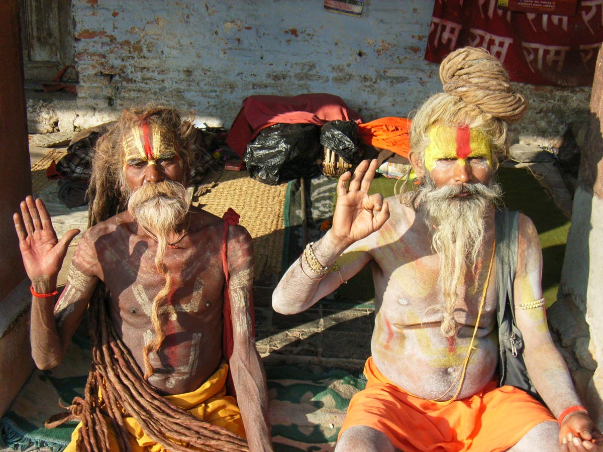 Two Monks in Kathmandu Tibet seen along MTB tour