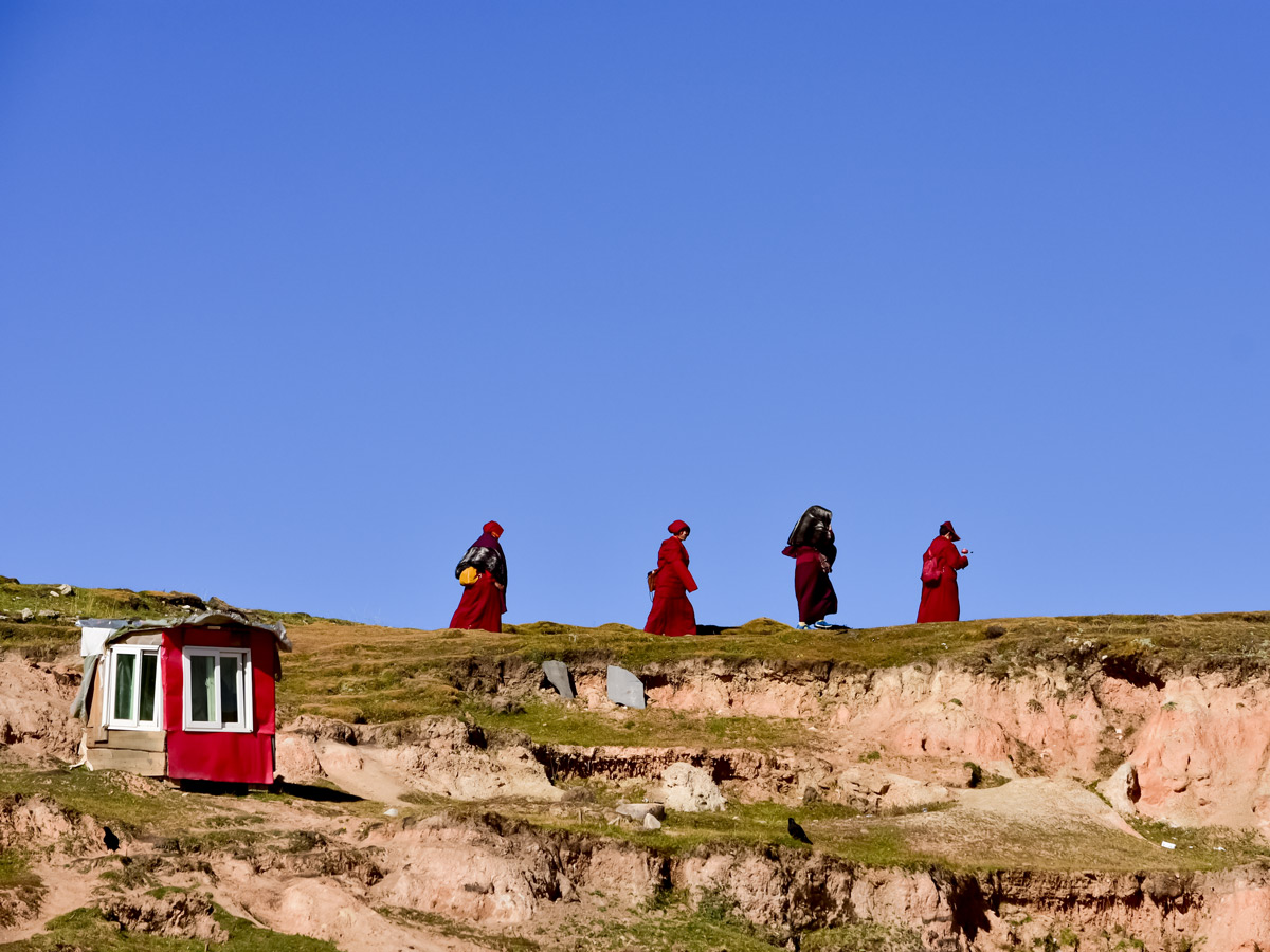 Monks of Yarchen Gar Buddhist monastery in West Sichuan