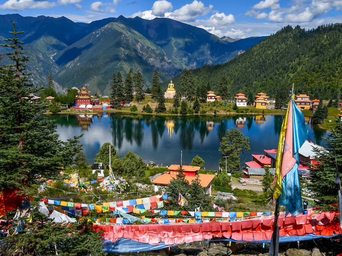 Tsoka Monastery by Tsoka Lake in West Sichuan