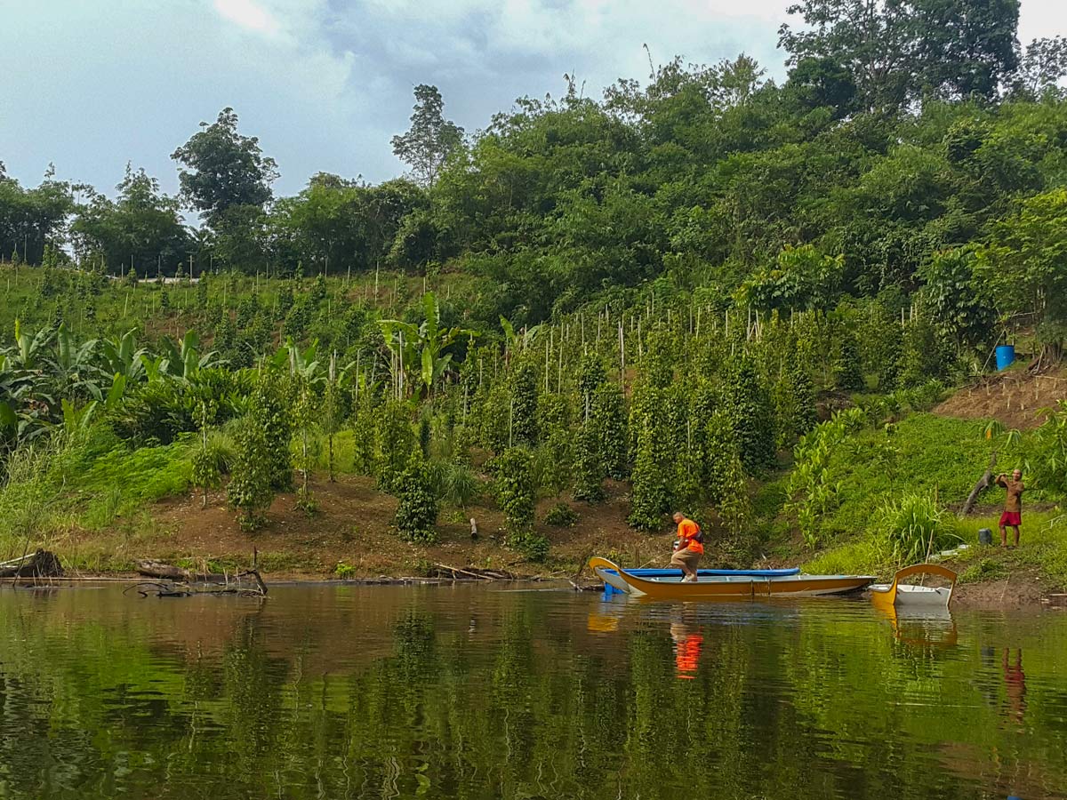 Local farm waterway seen along Sarawak Rainforest Adventure tour in Malaysia