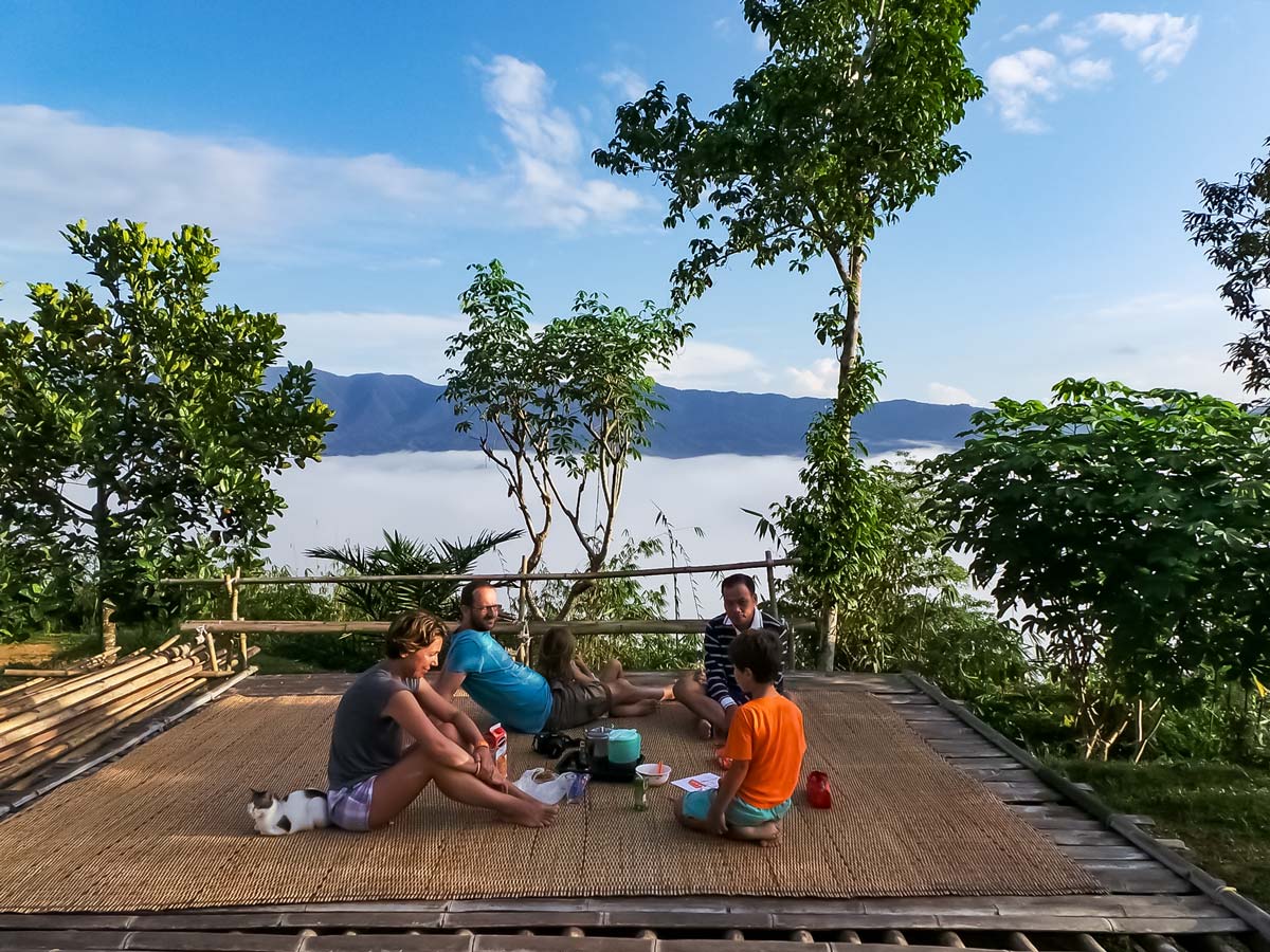 Patio break in the jungle along Sarawak Rainforest Adventure tour in Malaysia