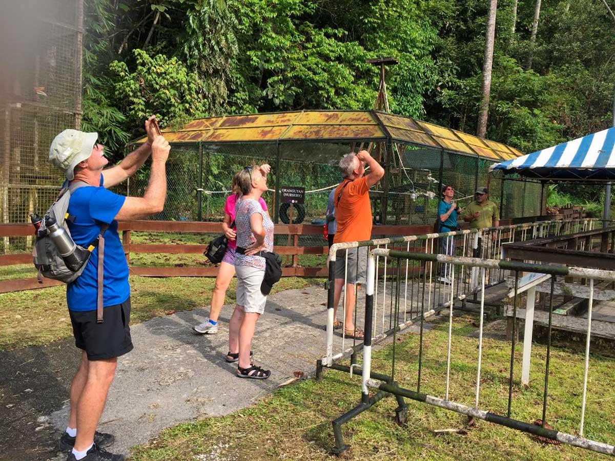 Tourists viewing wildlife on Malaysia bike tour