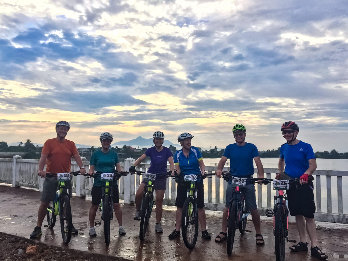 Cycling group along Borneo Wildlife Bike Safari tour Malaysia