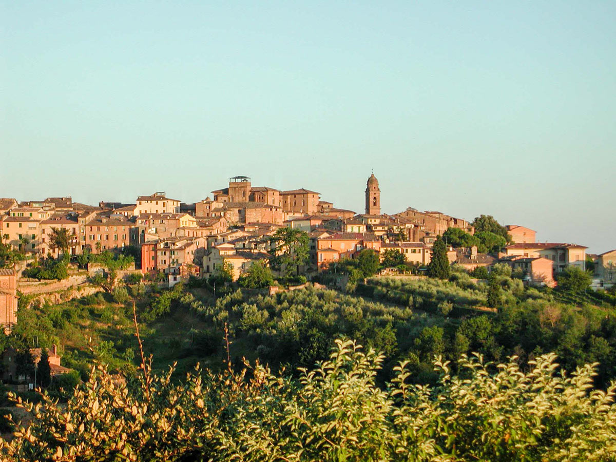 Panoramic view from self-guided biking tour on Via Francigena from Parma to Siena Italy