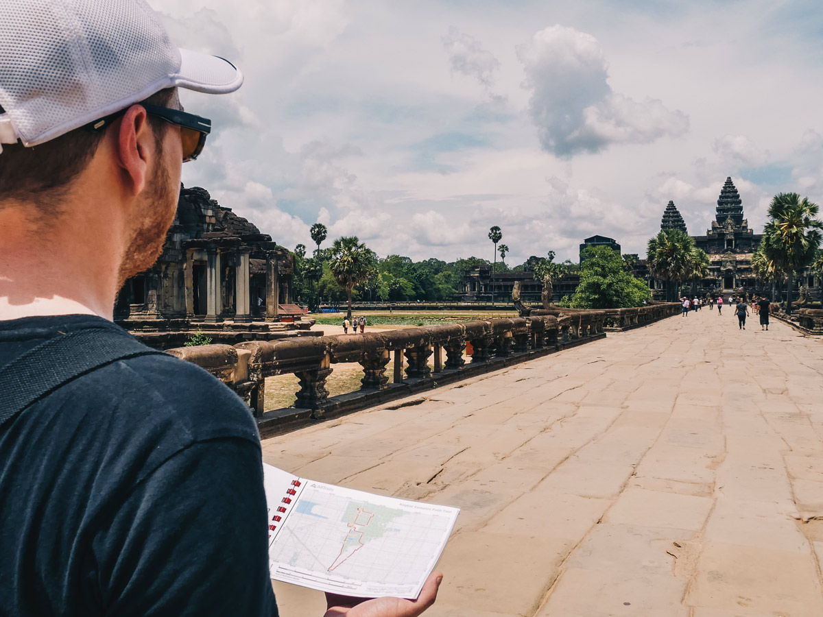 Following the route while on self-guided biking tour from Phnom Penh to Angkor Wat