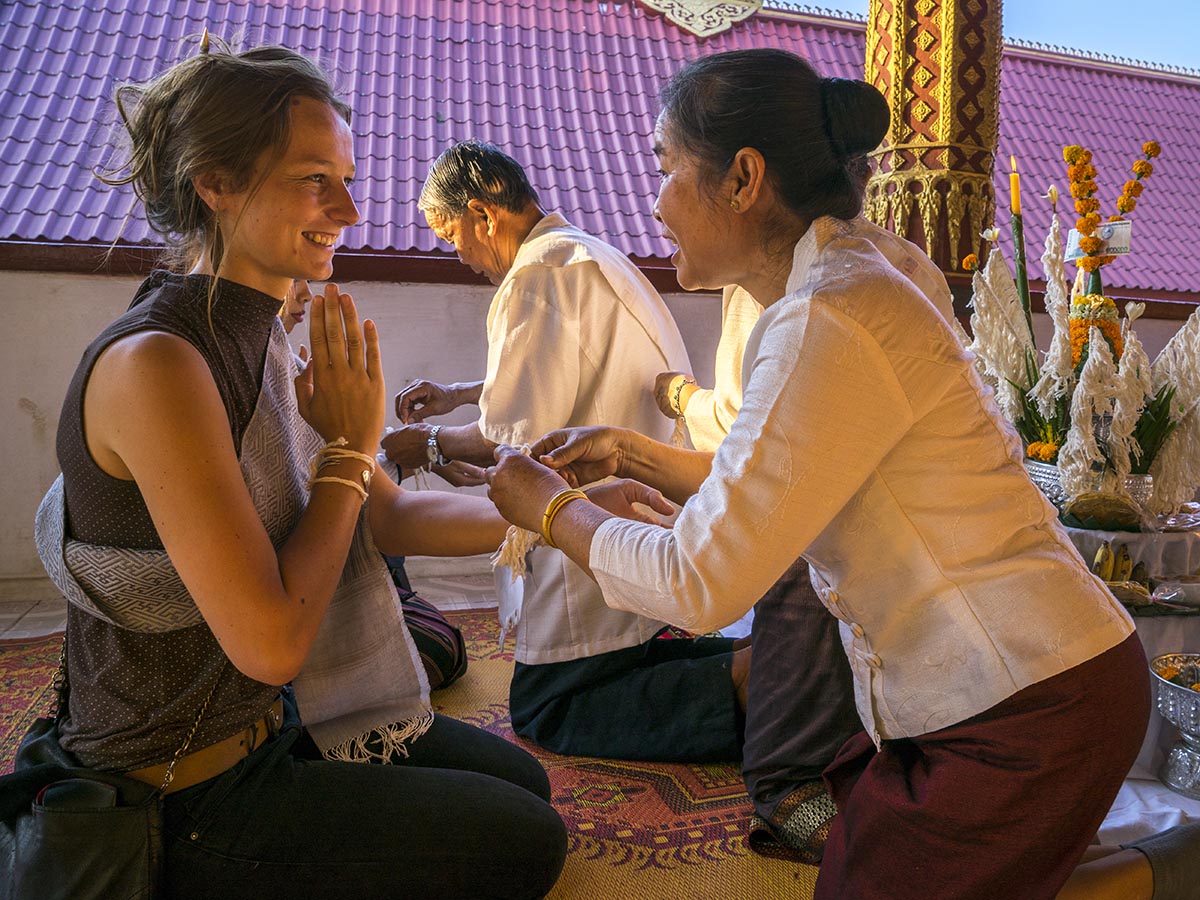 Baci Ceremomy in the temple Luang Prabang Laos