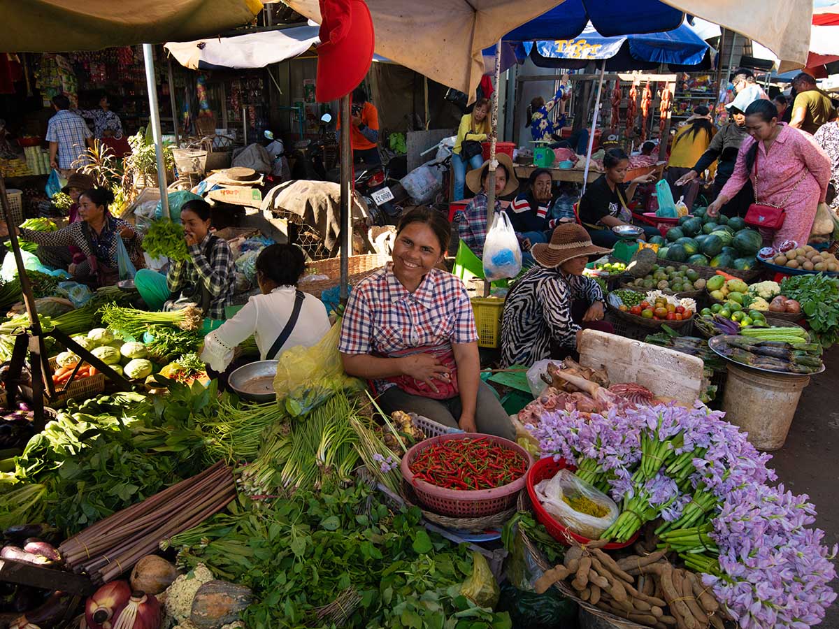 Friendly locals met at one of the marketplaces in Cambodia