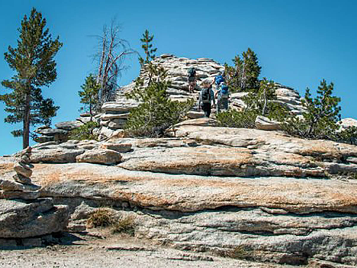 Group of hikers ascending in Yosemite