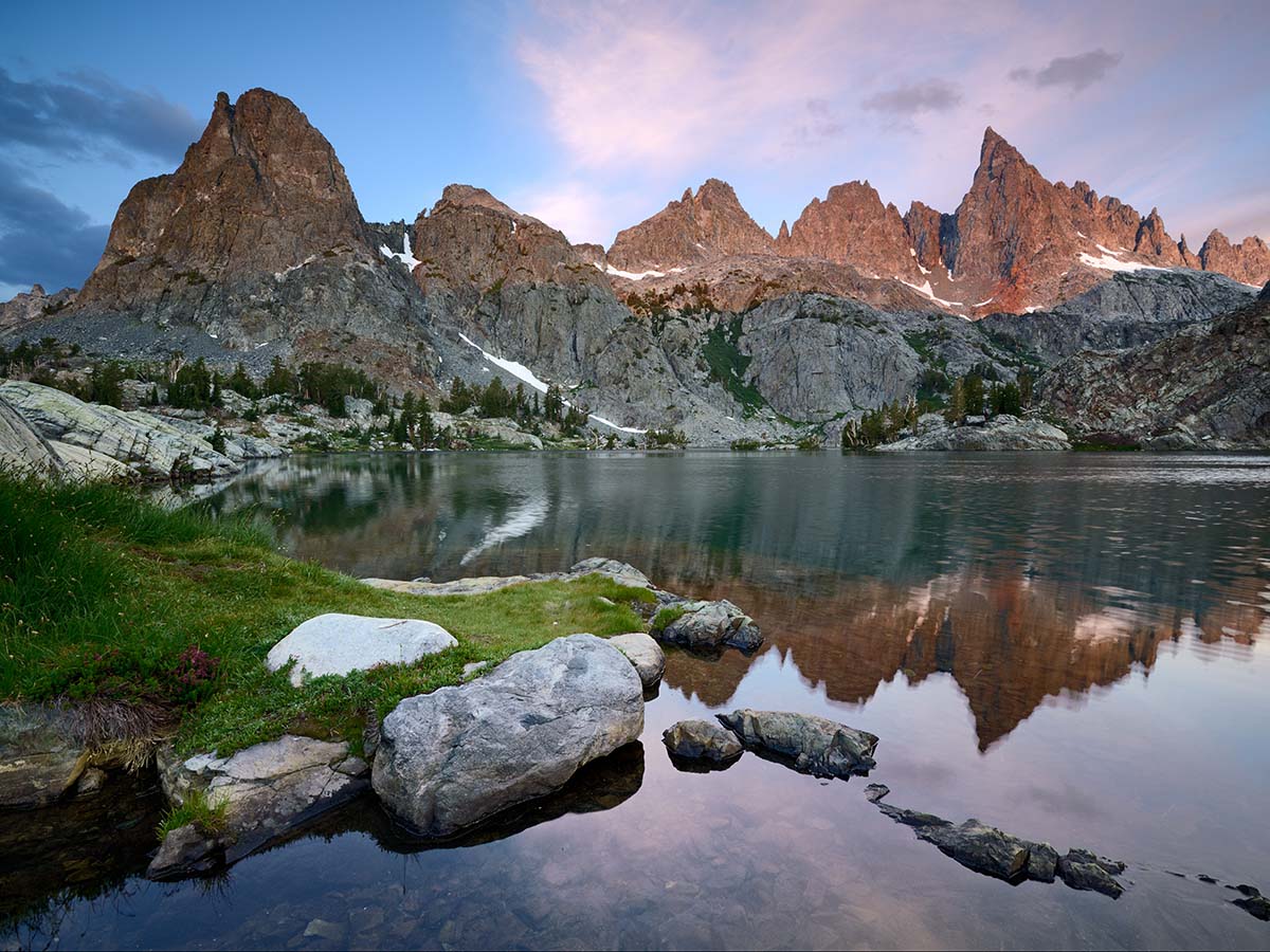 Minarets and the Minaret Lake, Ansel Adams Wilderness, Sierra Nevada, California