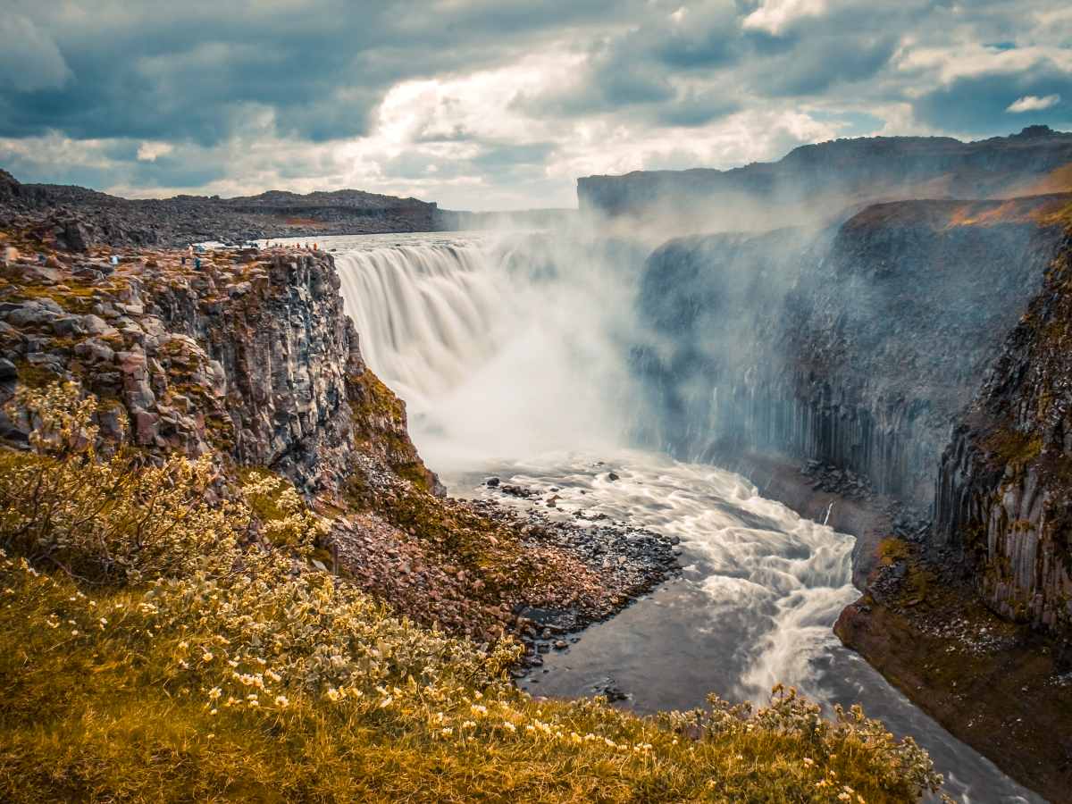 Beautiful waterfalls along the route of Coast to Coast trek in Iceland