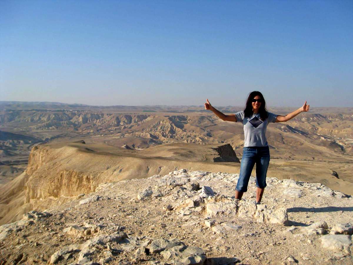 Hiker posing at Hod Akev