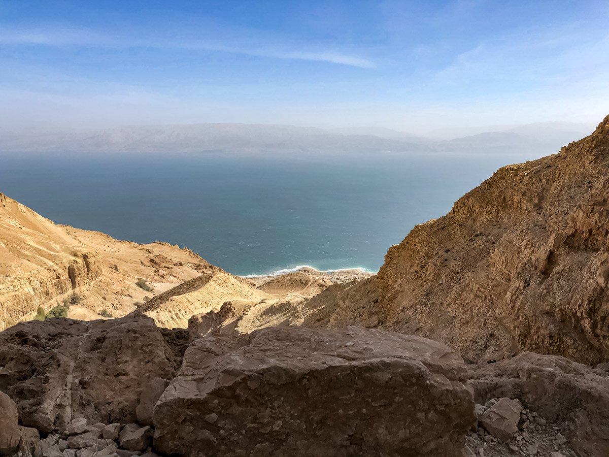 Dead sea seen hiking trek in Israel