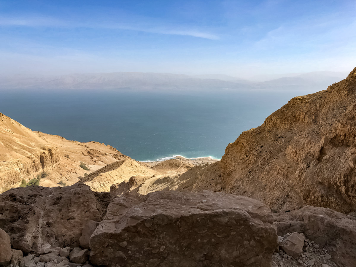 Dead sea seen hiking trek in Israel