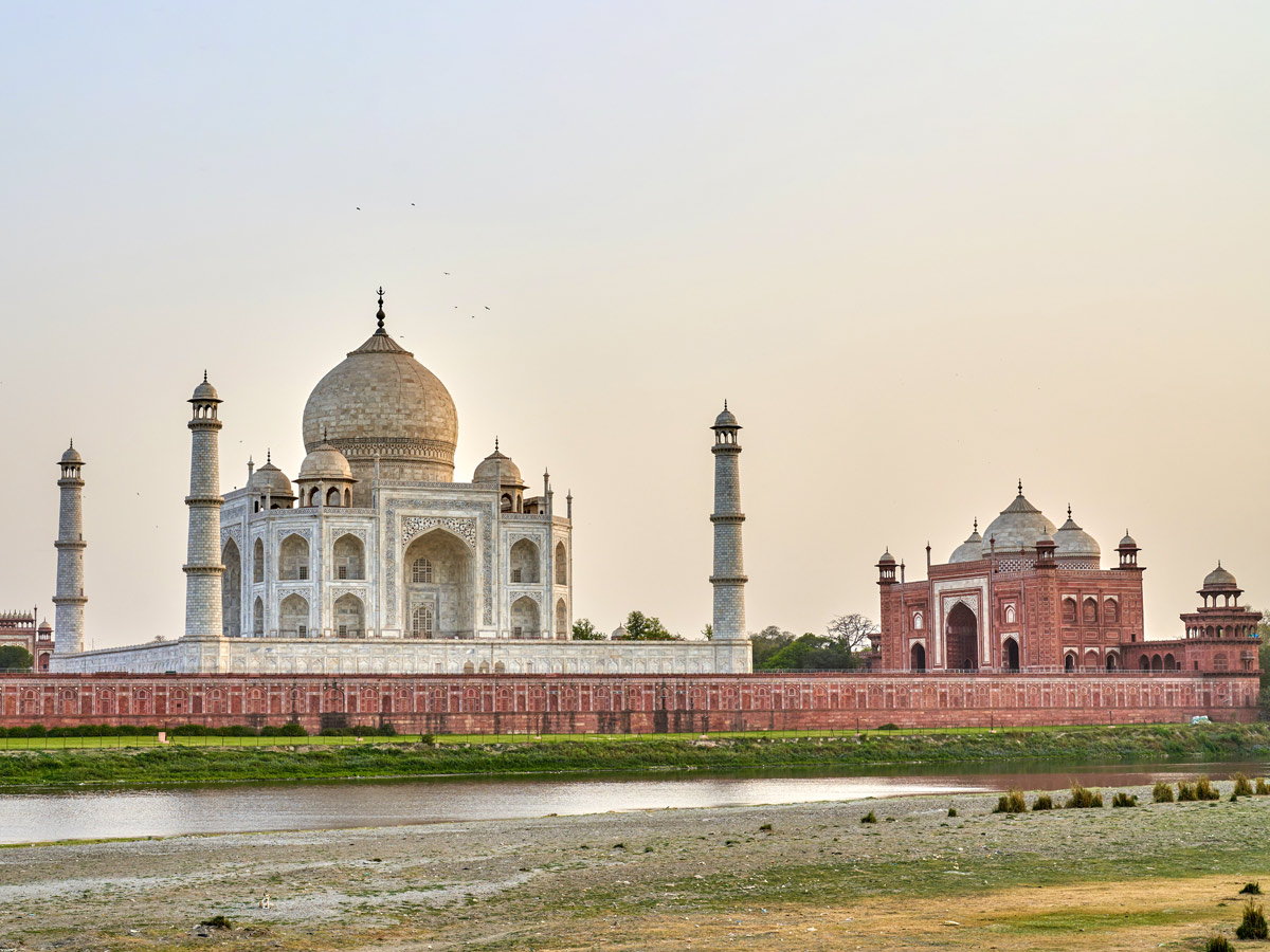 Stunning grand Taj Mahal white marble tomb in Agra India