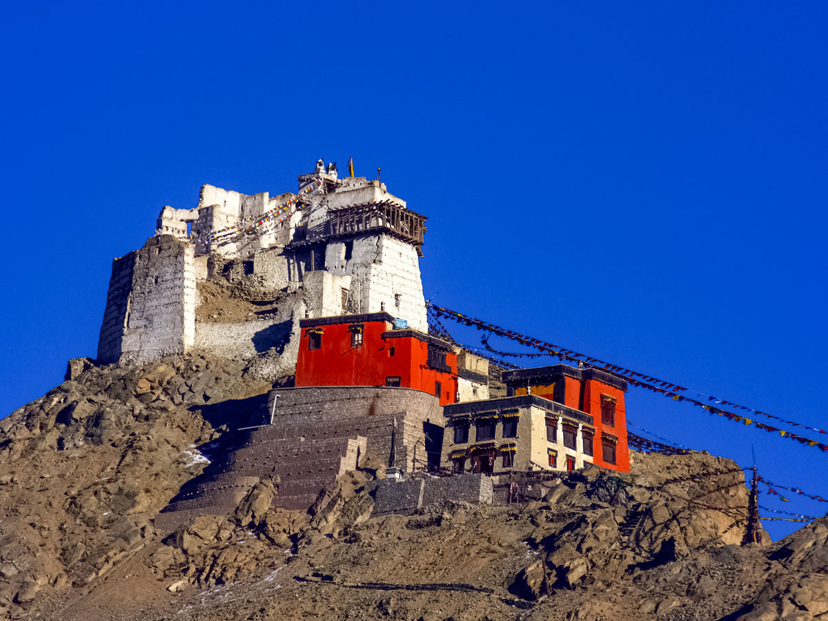 Hilltop buildings village along Chita trek India