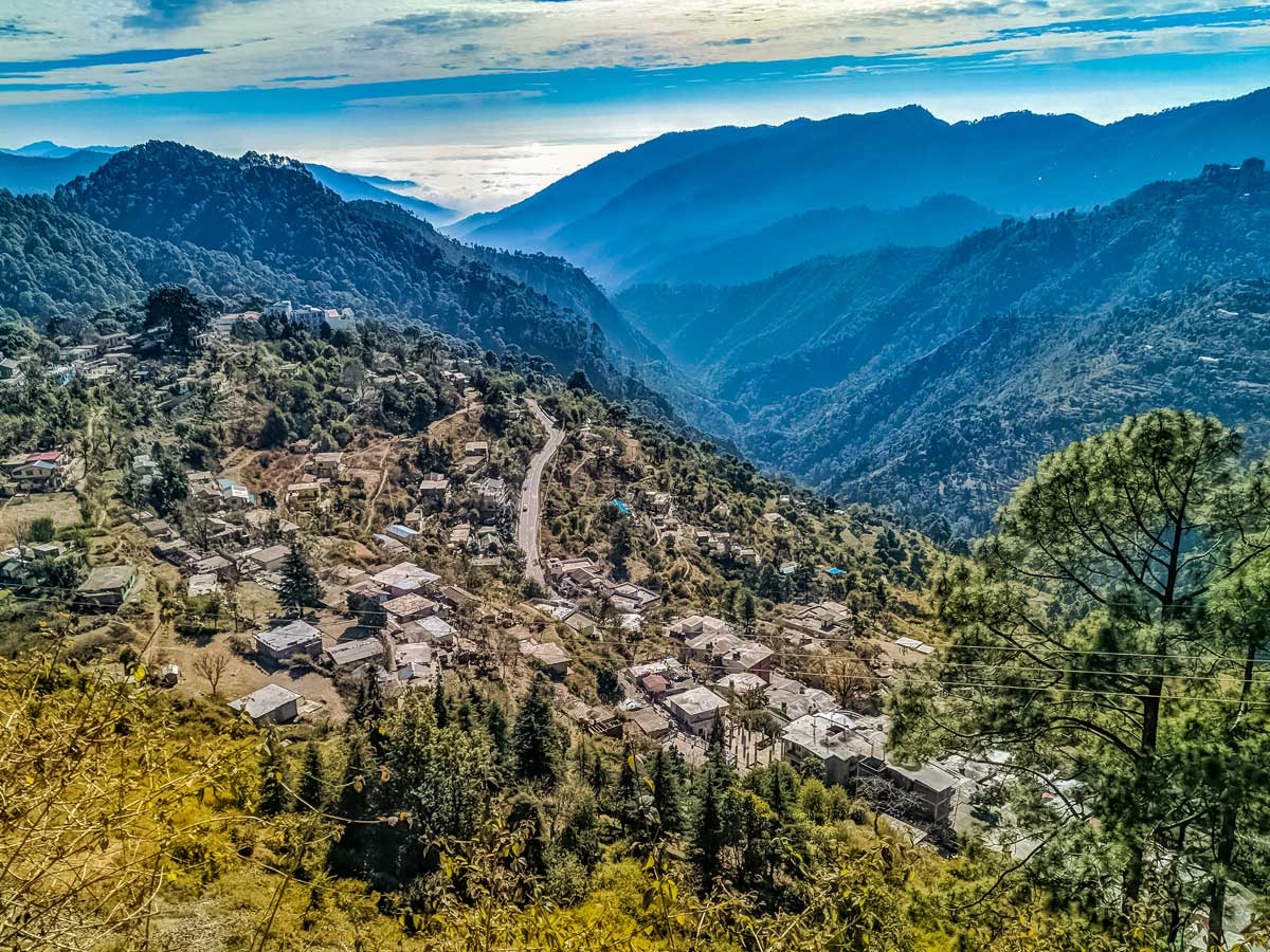 Rural hillside village in the mountains Himilayas North India