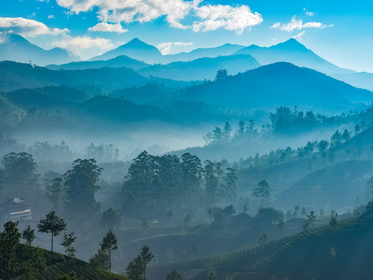 Beautiful Kerala India mountains rolling hills cycling tour