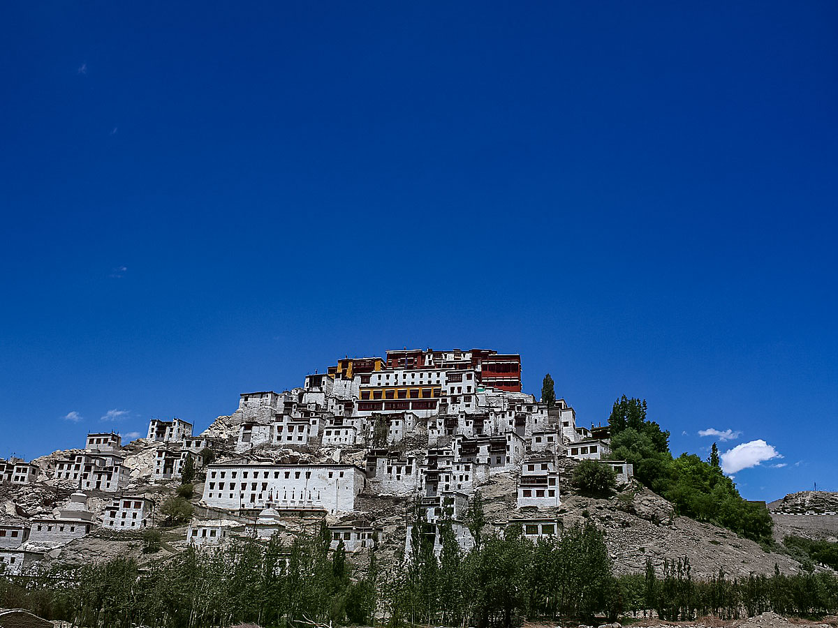 Thikse Monastery seen hiking near Ladakh Village trekking in India