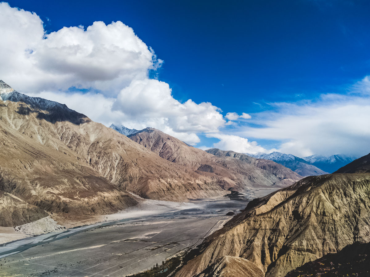 Hiking through beautiful mountians and valleys along Ladakh Village trek tour India