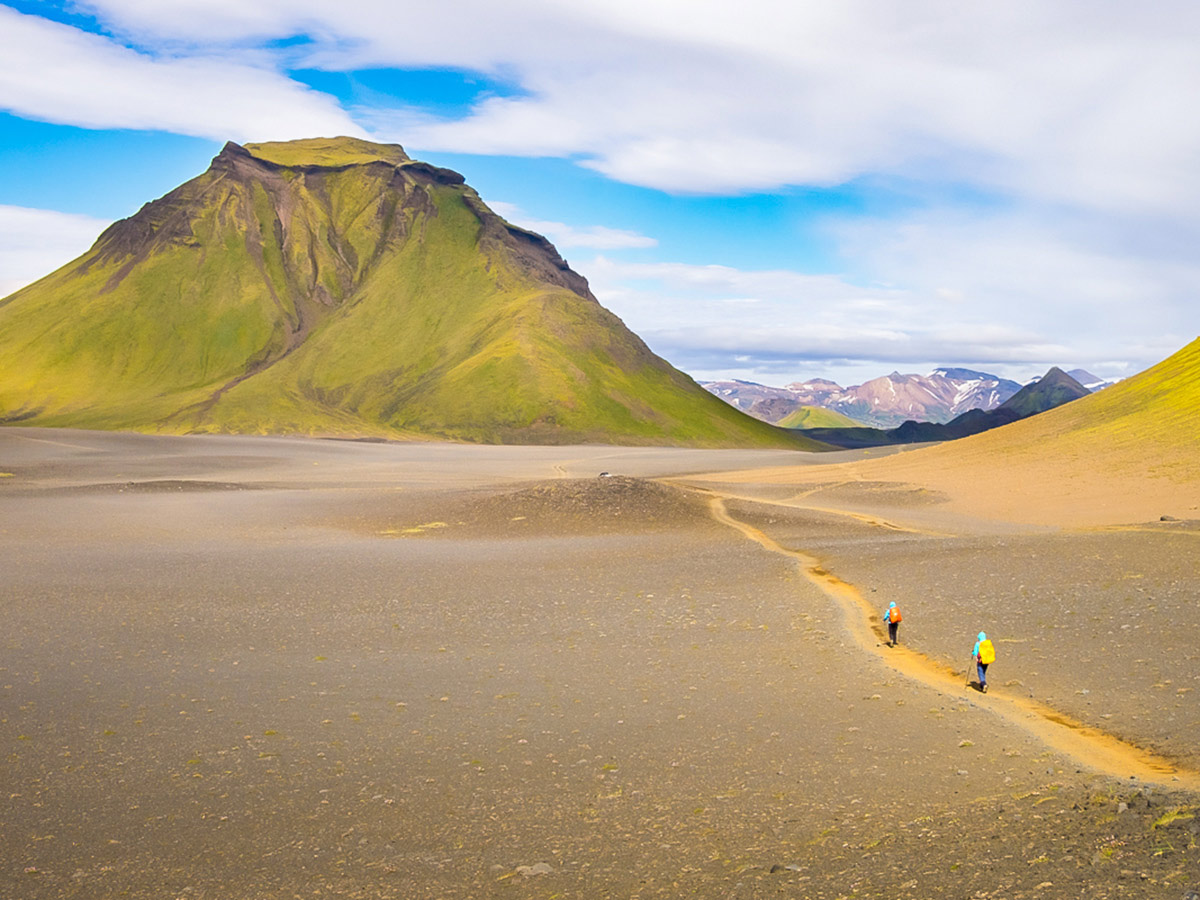 Crossing the black volcanic desert of Mælifellssandur