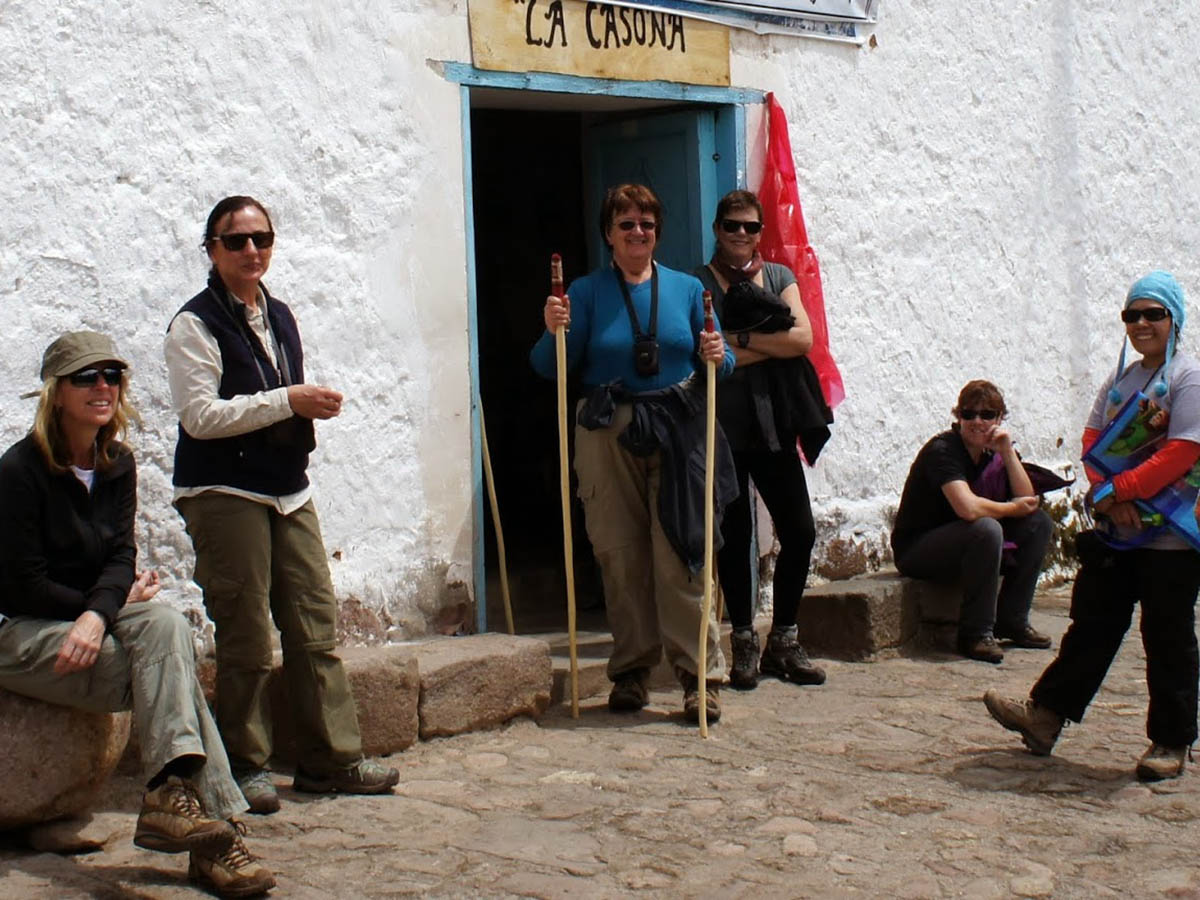 clients outside traditional Ollantaytambo house