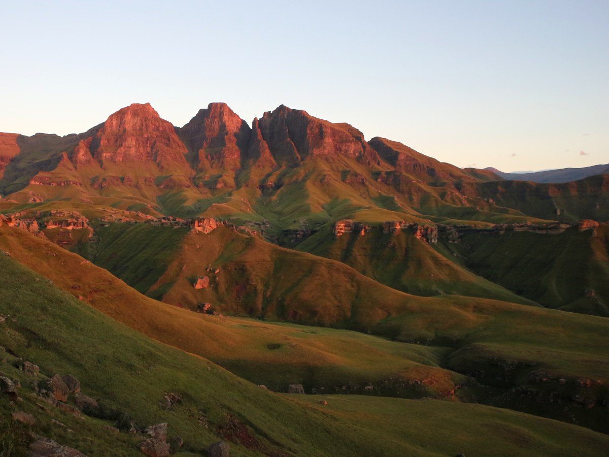 Drakensberg mountains and the sunset South Africa