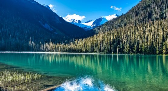 Beautiful turquoise blue lake mountains glacier BC hiking near Vancouver