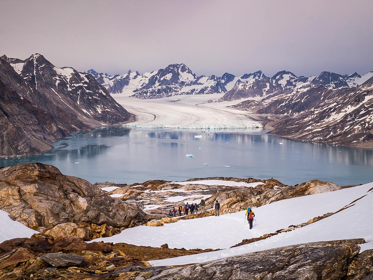 Descending towards the Karale Fjord and the Knud Rasmussen Glacier