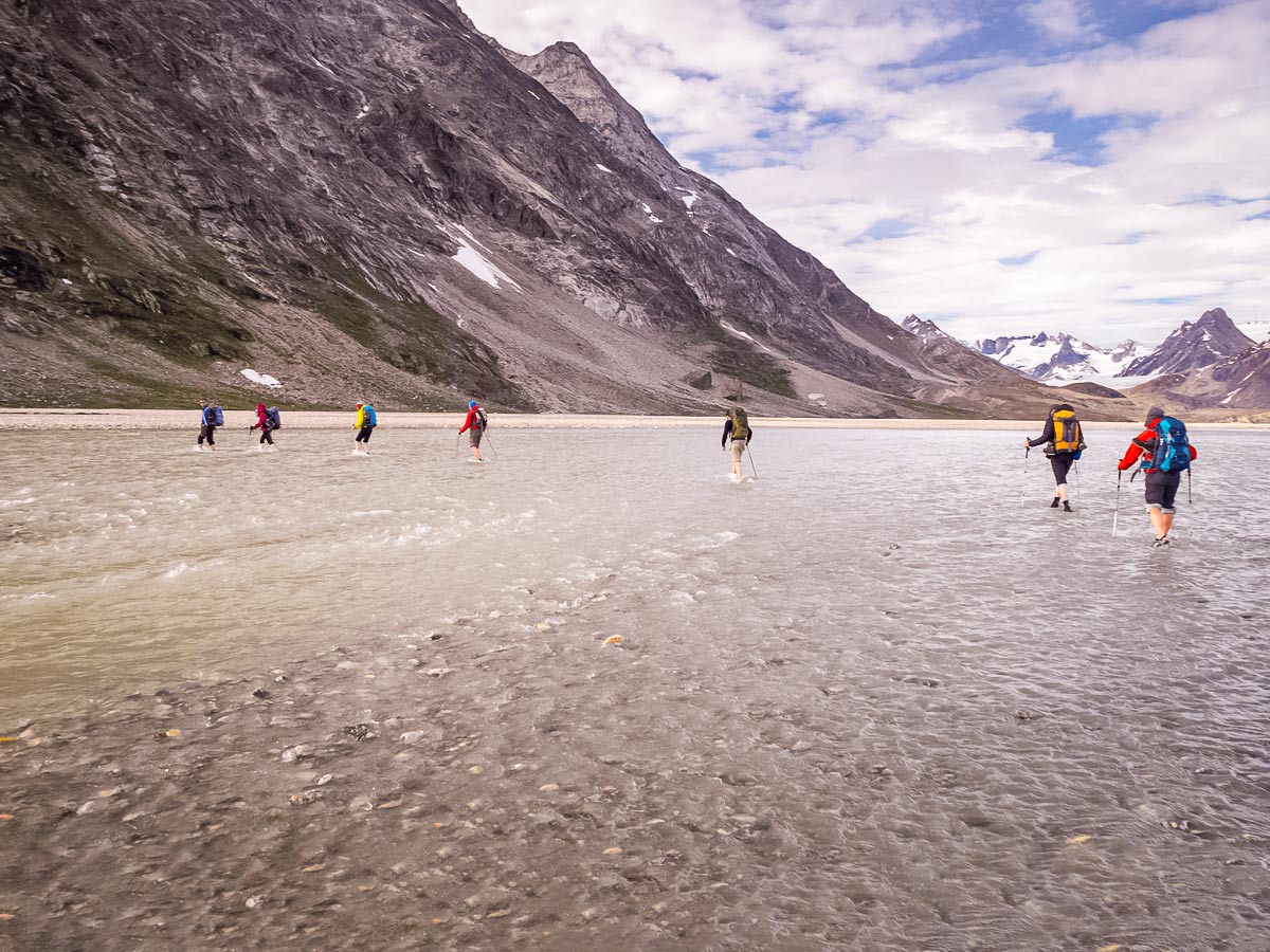 There are lots of glacial rivers to cross on this trek Greenland