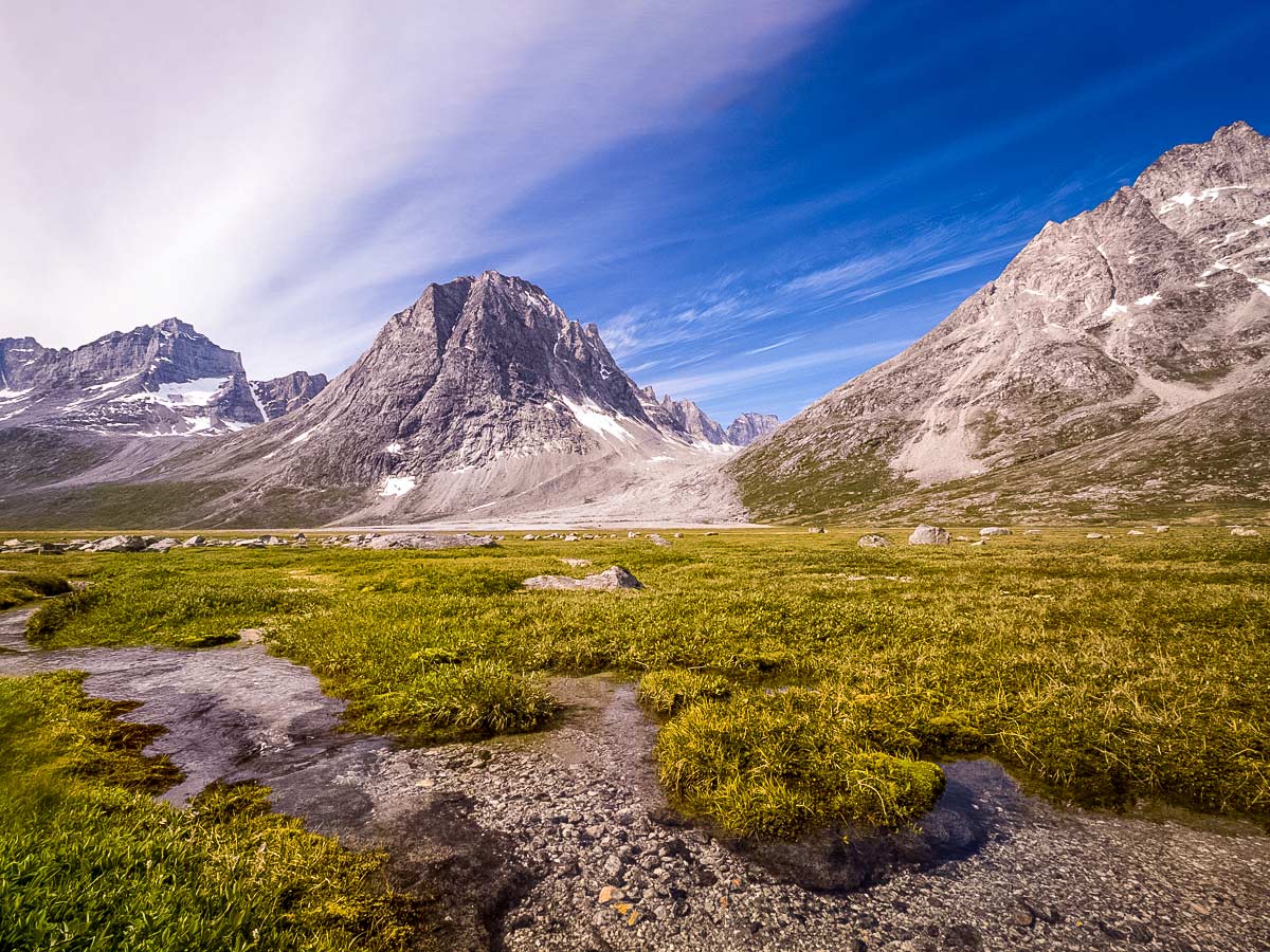 Surprising shock of green in the Tasiilaq Fjord Greenland