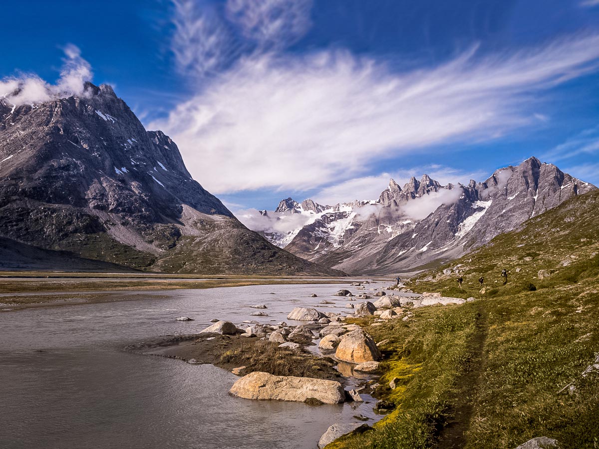 The triplet mountains of Trillingerne at the end of the Tasiilaq Fjord