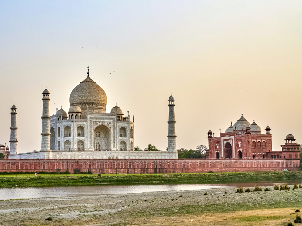 White marble Taj Mahal tomb in Agra India two day adventure tour