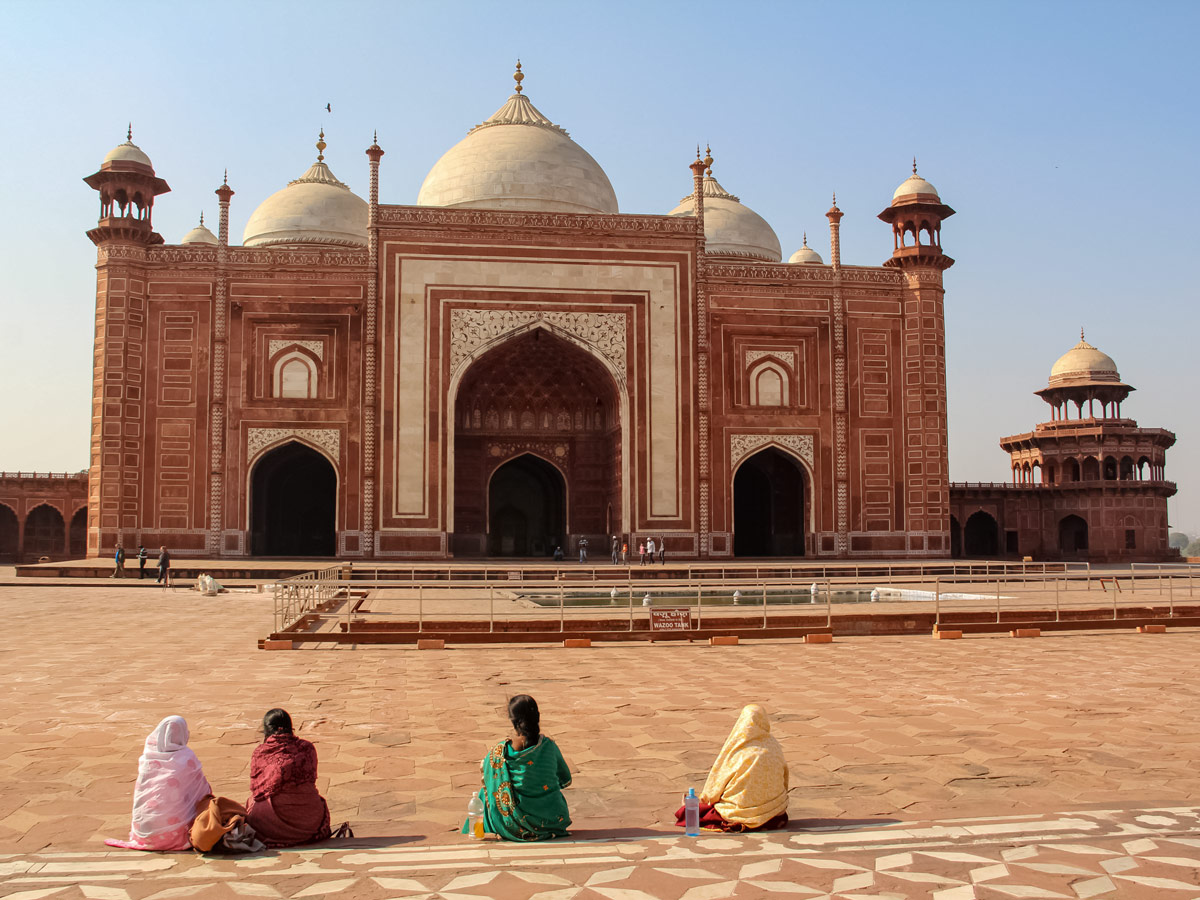 Uttar Pradesh Mosque facing Taj Mahal in Agra India two day adventure tour