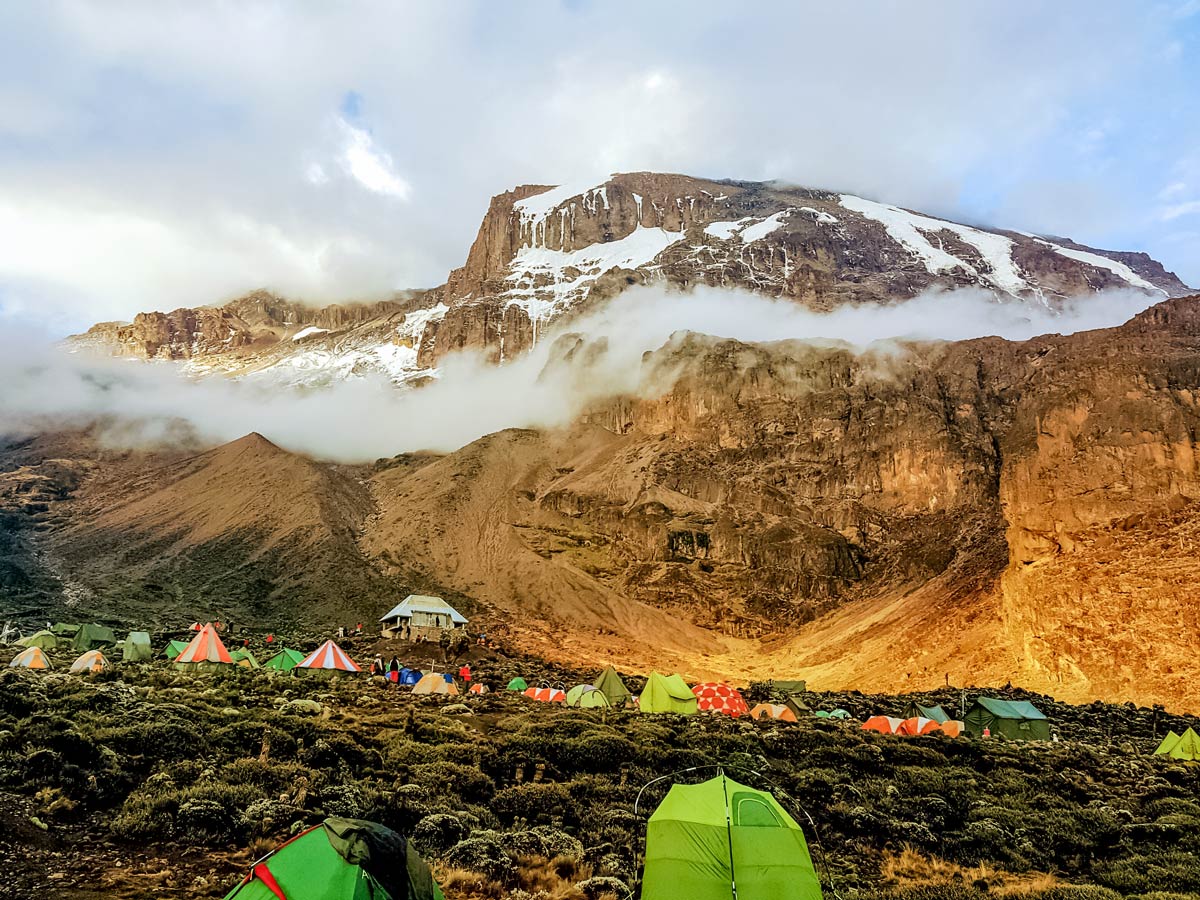 Machame trail Kilimanjaro base camp in Tanzania