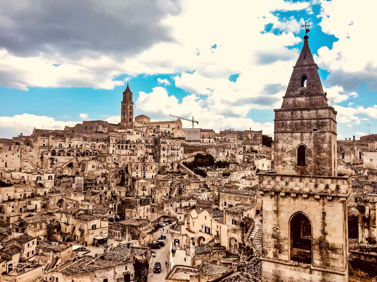 Beautiful arcitecture tiered city of Matera adventure tour in Italy