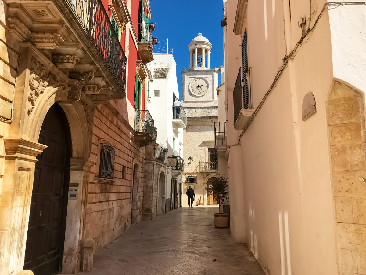 Beautiful old alley road Locorotondo adventure tour in Italy