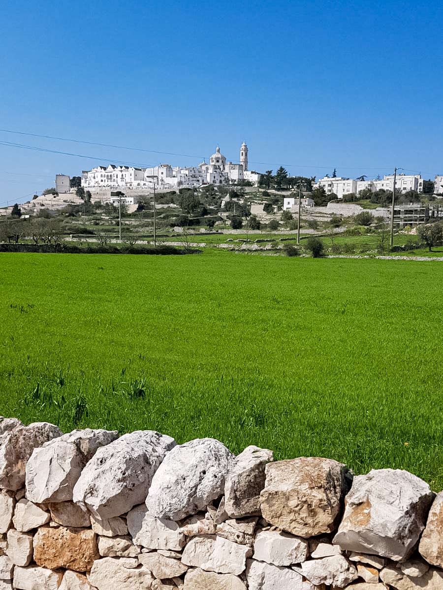 Locorotondo view along walking tour in Puglia Italy