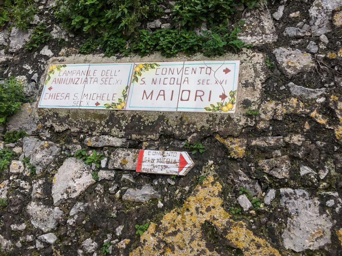 To Maiori trail sign walking Amalfi Coast Italy